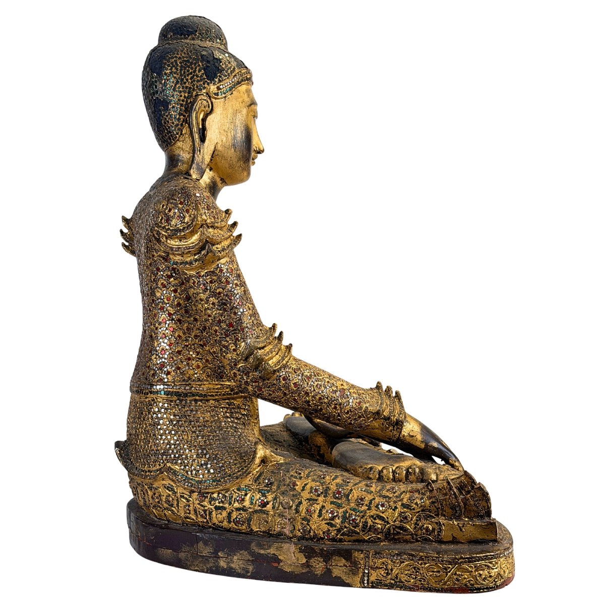 Royal Burmese Buddha Made Of Teak – Mandalay, Late 19th–early 20th Century-photo-5
