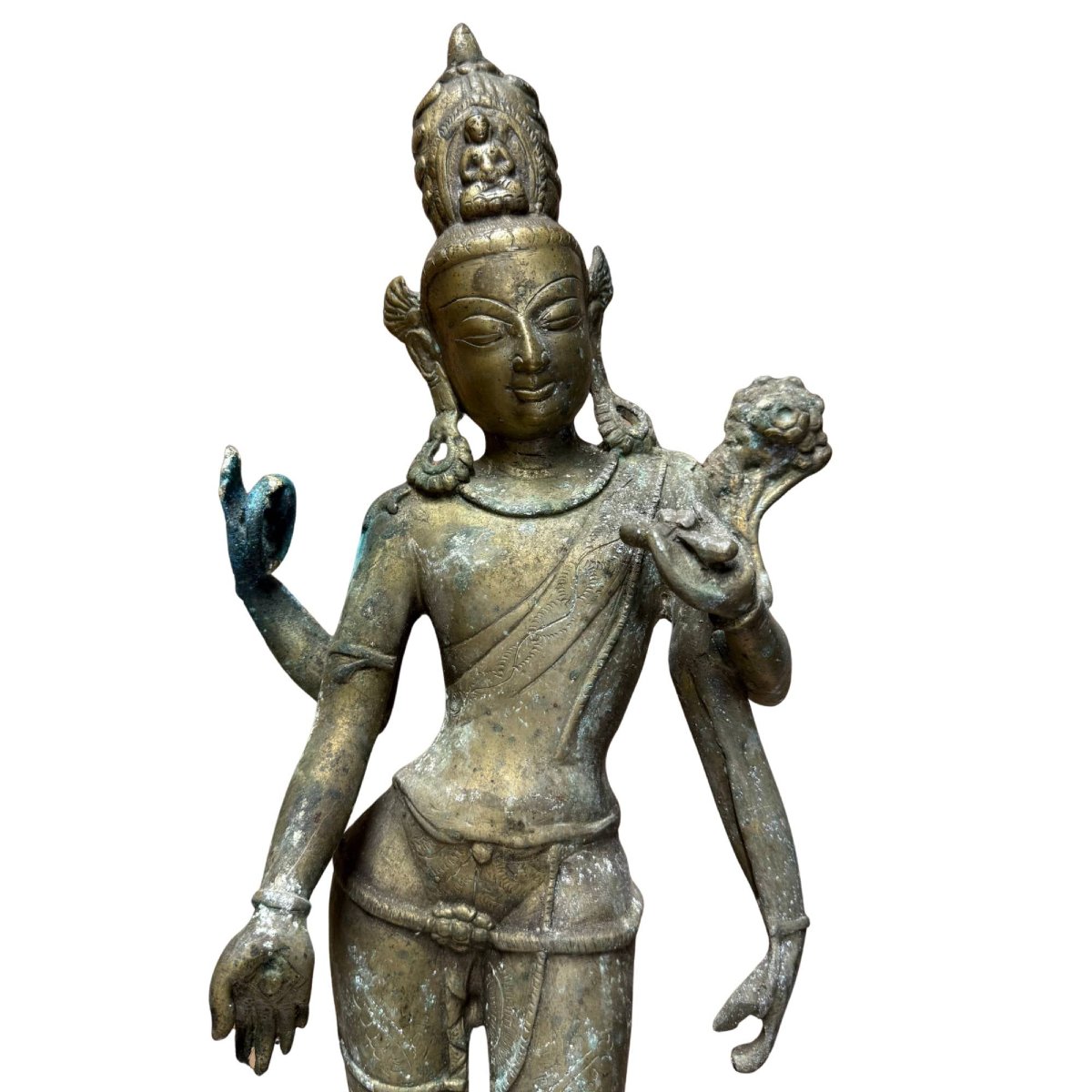 Four-armed Avalokiteshvara In Gilded Bronze – Nepal, 17th Century-photo-5