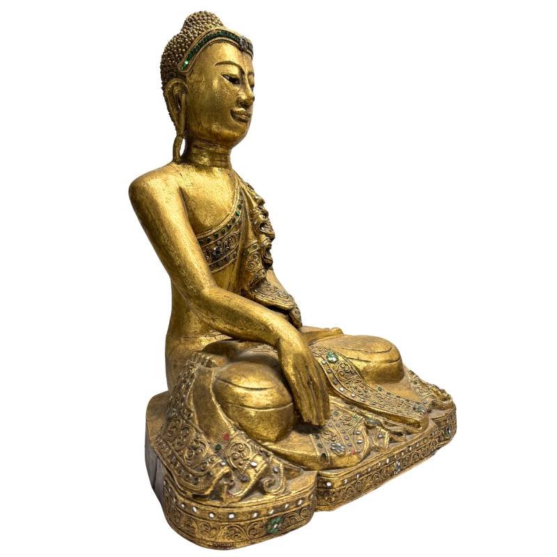 Burmese Shakyamuni Buddha Made Of Teak – Mandalay, 19th Century-photo-2