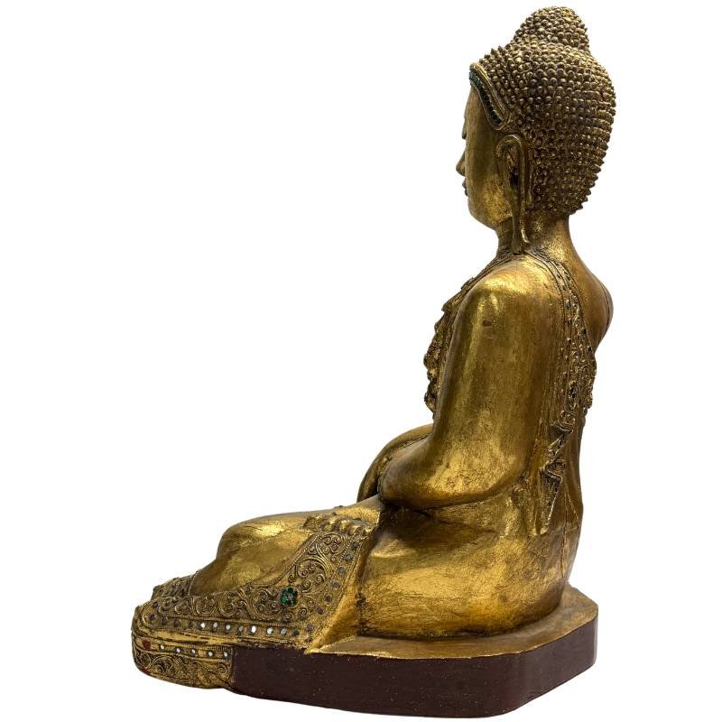 Burmese Shakyamuni Buddha Made Of Teak – Mandalay, 19th Century-photo-2