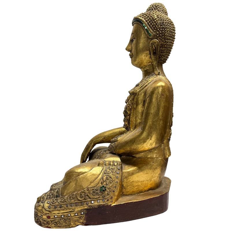 Burmese Shakyamuni Buddha Made Of Teak – Mandalay, 19th Century-photo-3