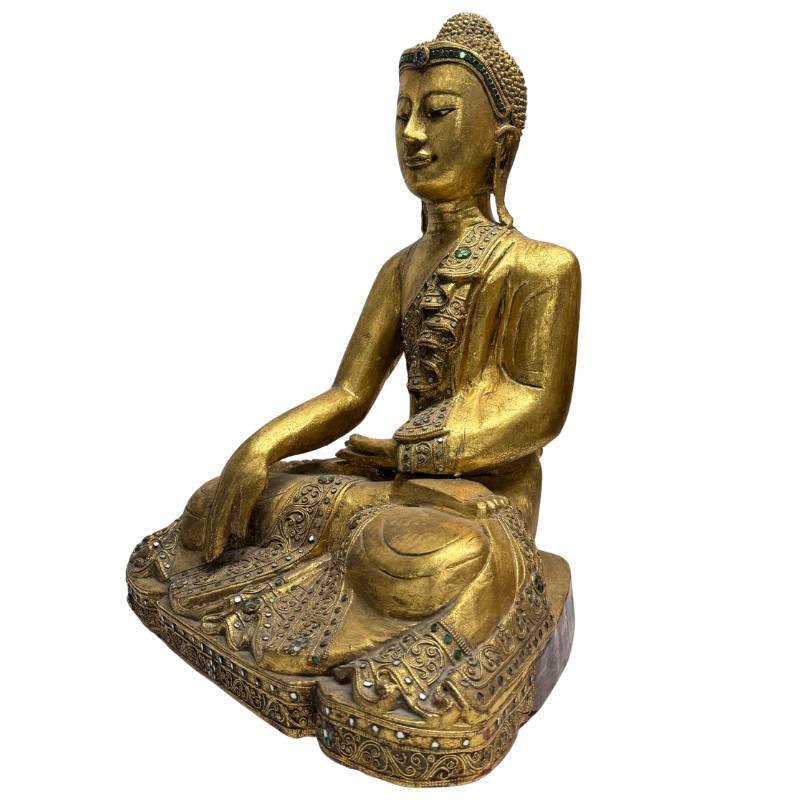 Burmese Shakyamuni Buddha Made Of Teak – Mandalay, 19th Century-photo-4