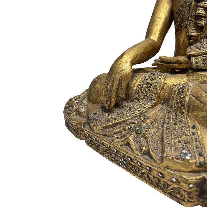 Burmese Shakyamuni Buddha Made Of Teak – Mandalay, 19th Century-photo-5