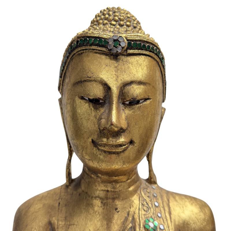 Burmese Shakyamuni Buddha Made Of Teak – Mandalay, 19th Century-photo-7