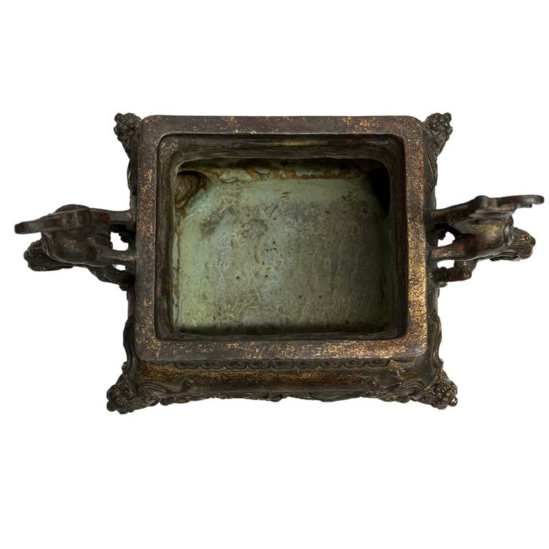 Fangding Chinese Bronze Incense Burner – Qing Dynasty, 19th Century-photo-3