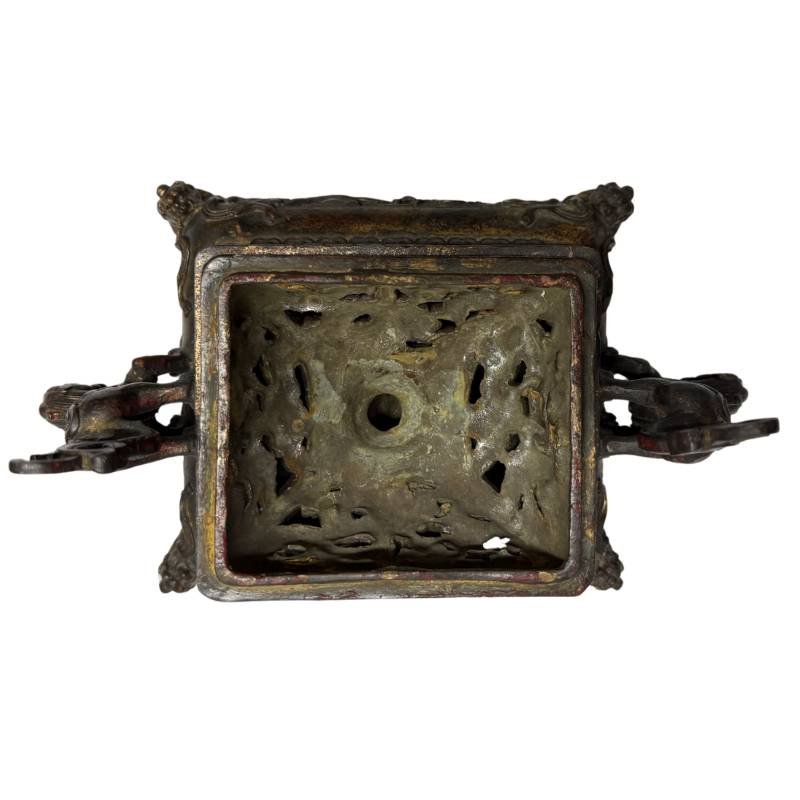 Fangding Chinese Bronze Incense Burner – Qing Dynasty, 19th Century-photo-6