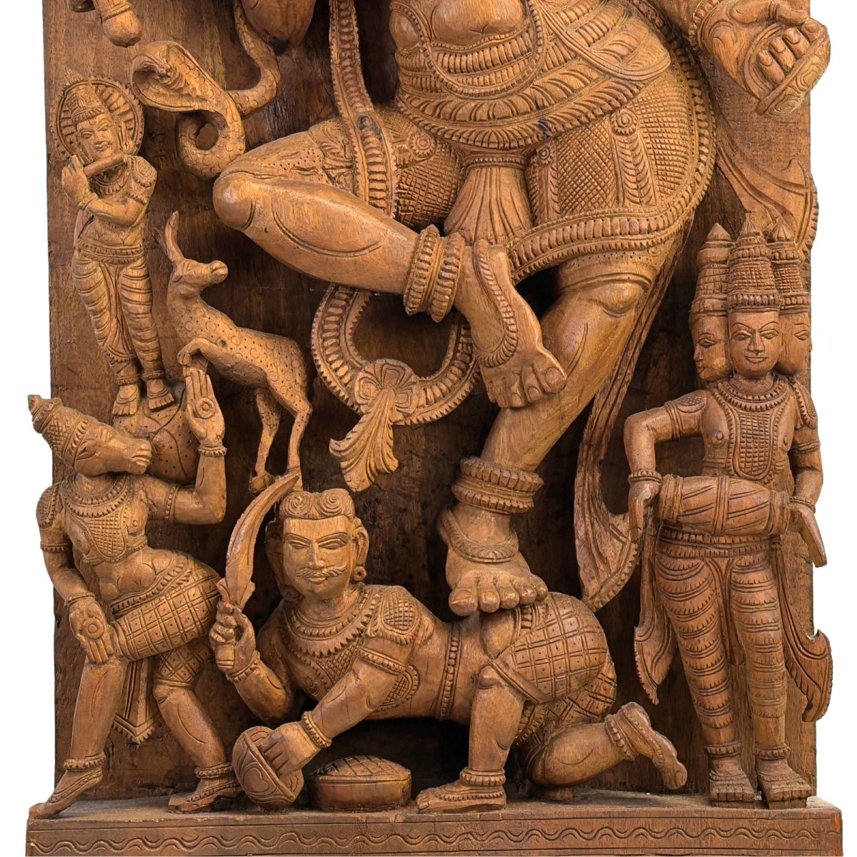 Panneau de temple hindou en bois – Shiva Nataraja, Inde du Sud, vers 1900-photo-3