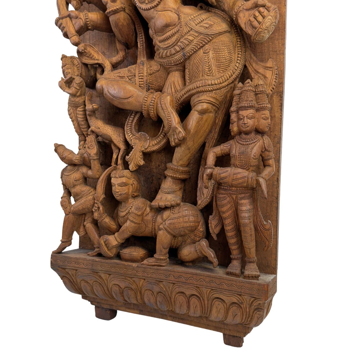 Panneau de temple hindou en bois – Shiva Nataraja, Inde du Sud, vers 1900-photo-4