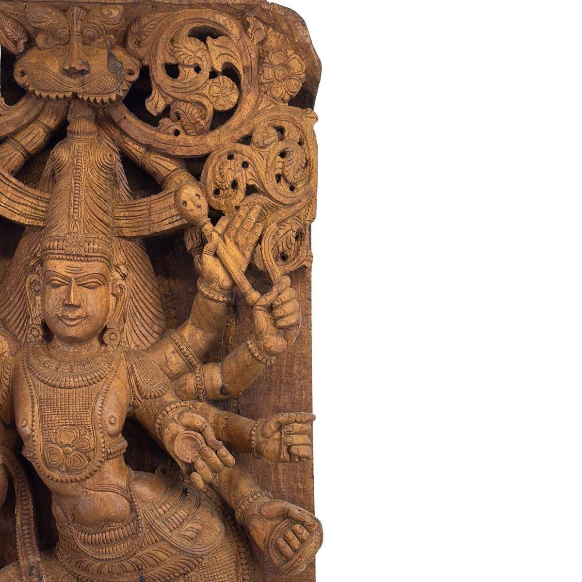 Panneau de temple hindou en bois – Shiva Nataraja, Inde du Sud, vers 1900-photo-3