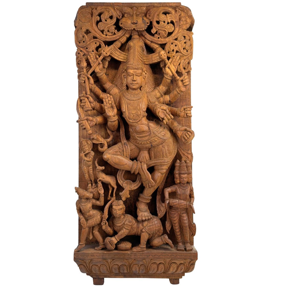 Panneau de temple hindou en bois – Shiva Nataraja, Inde du Sud, vers 1900