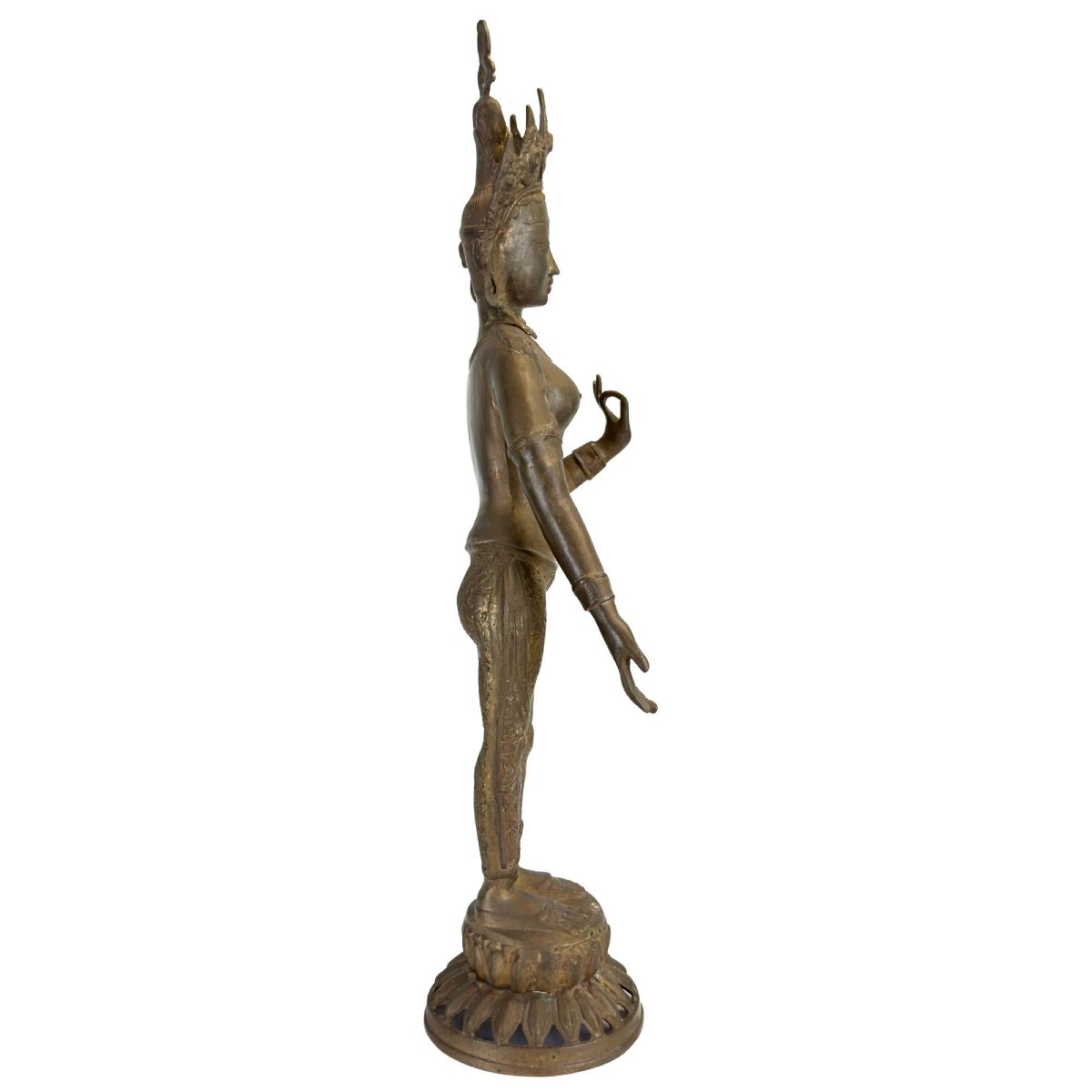 Nepalese Green Tara In Gilded Bronze – Kathmandu Valley, 19th Century-photo-3