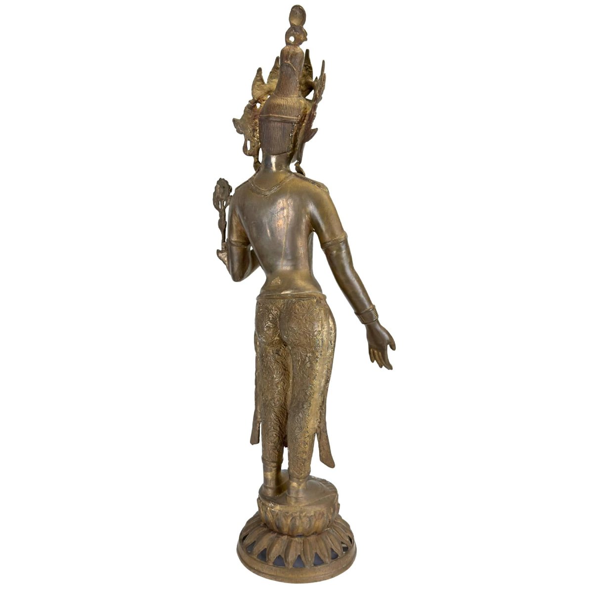 Nepalese Green Tara In Gilded Bronze – Kathmandu Valley, 19th Century-photo-4