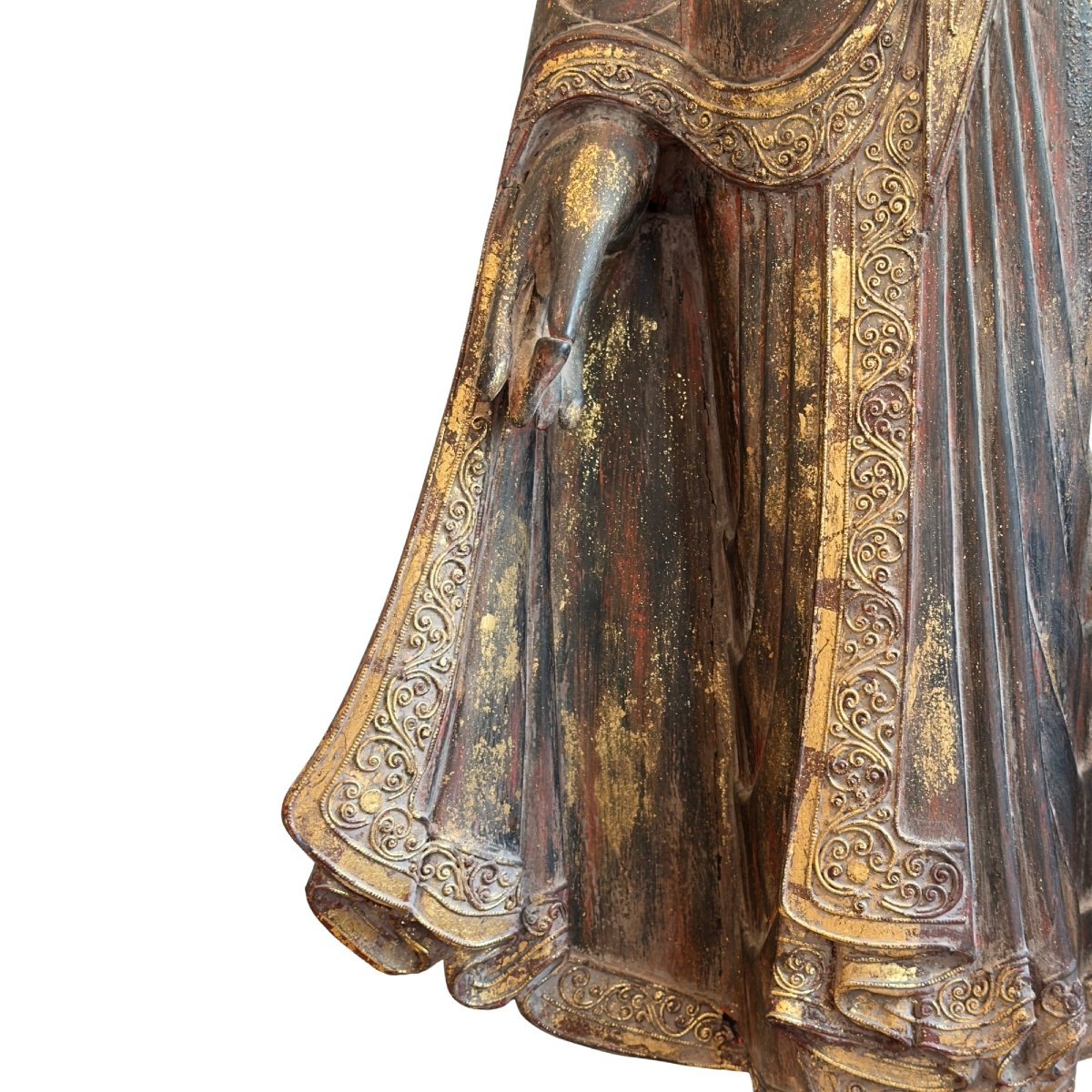 Standing Burmese Buddha Made Of Teak – Mandalay, 19th Century-photo-1