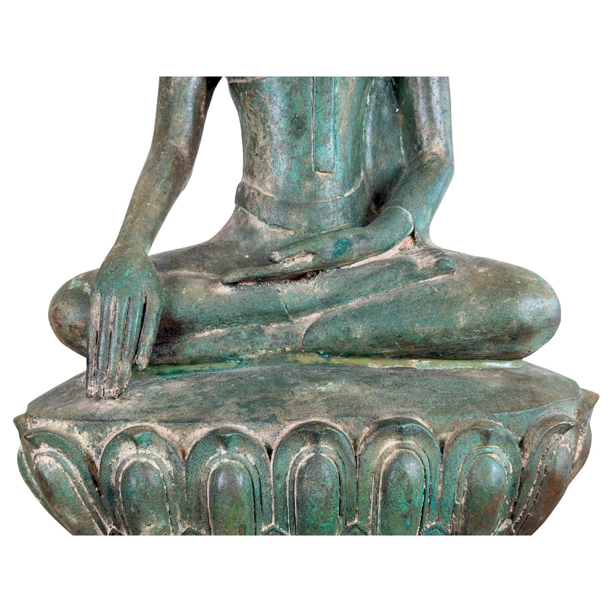 Bouddha Shakyamuni birman en bronze sur trône aux éléphants – XIXe siècle-photo-3