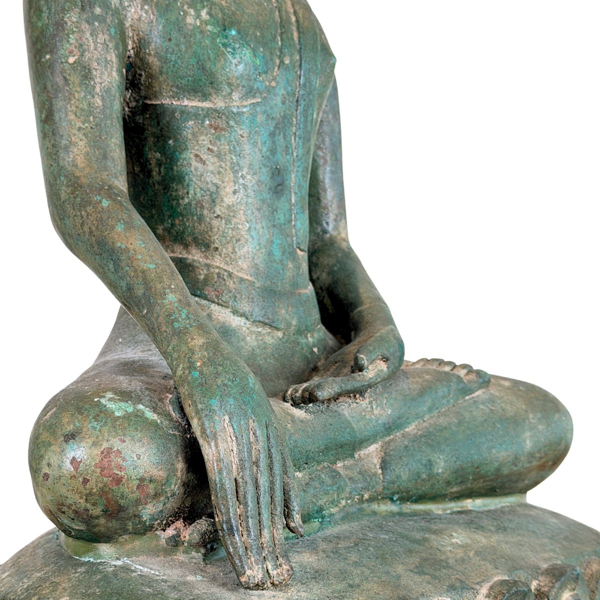 Bouddha Shakyamuni birman en bronze sur trône aux éléphants – XIXe siècle-photo-3