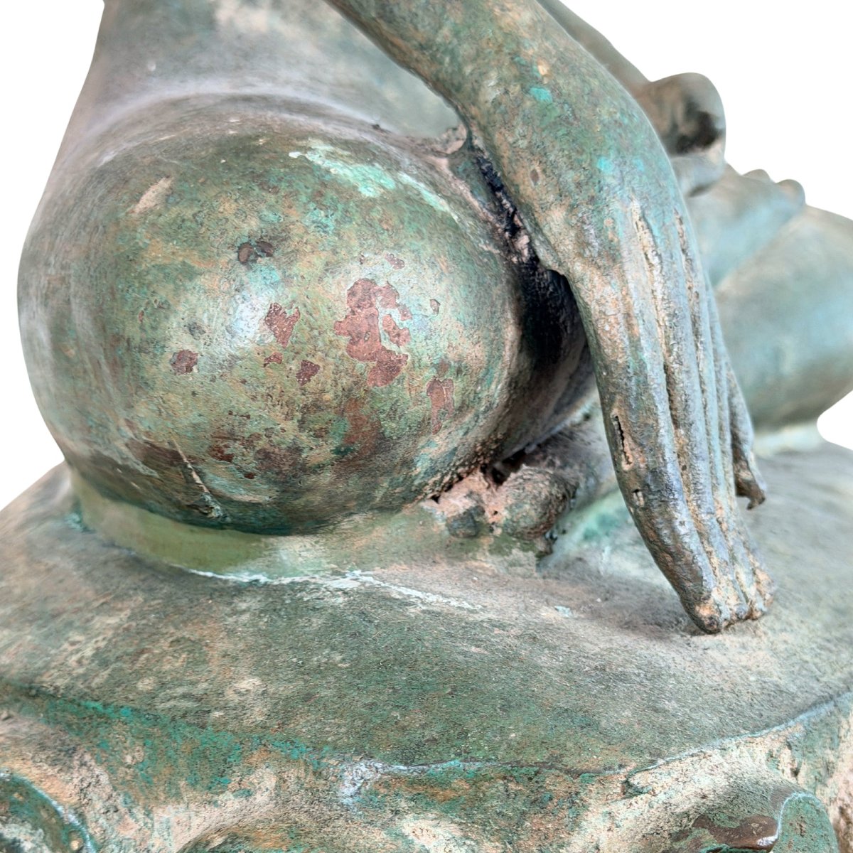 Bouddha Shakyamuni birman en bronze sur trône aux éléphants – XIXe siècle-photo-4