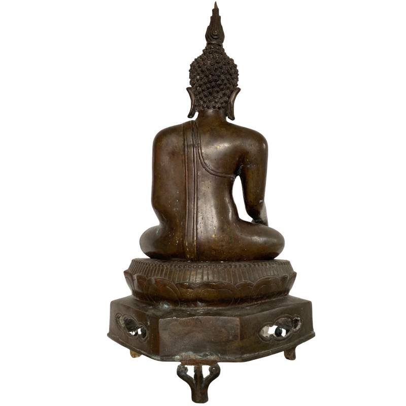 Bouddha thaï en bronze sur piédestal – Rattanakosin, début XIXe siècle-photo-4