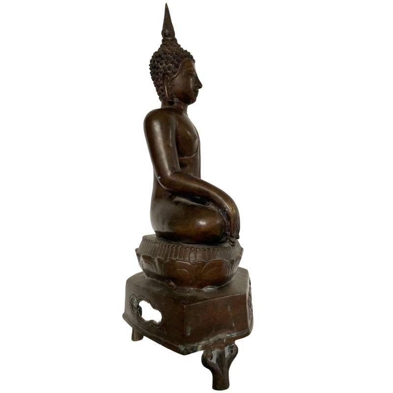 Bouddha thaï en bronze sur piédestal – Rattanakosin, début XIXe siècle-photo-1