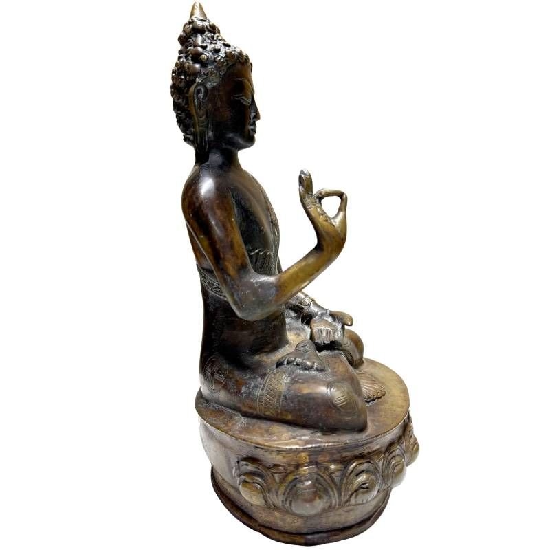 Bouddha népalais en bronze – tradition Newar, XVIIe–XVIIIe siècle-photo-2