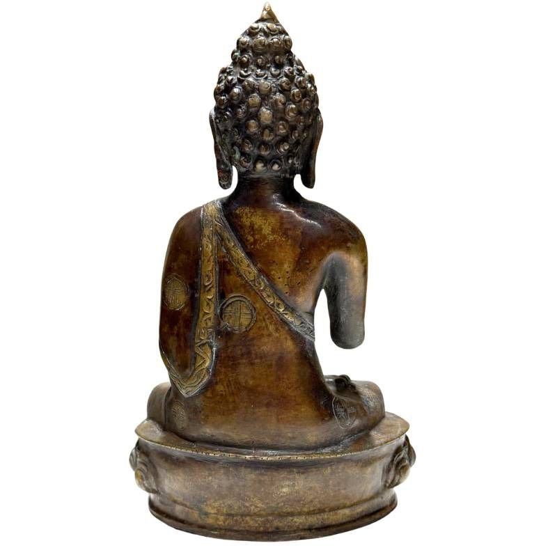 Bouddha népalais en bronze – tradition Newar, XVIIe–XVIIIe siècle-photo-3