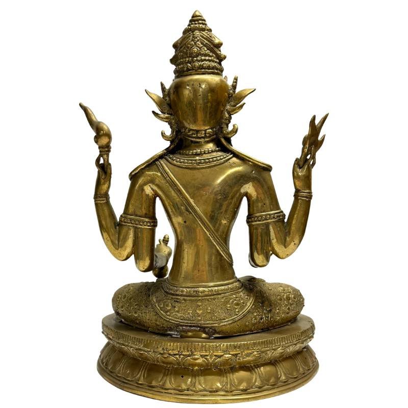 Bodhisattva à quatre bras en bronze doré – Népal, art Newar, XVIIIe–XIXe siècle-photo-3