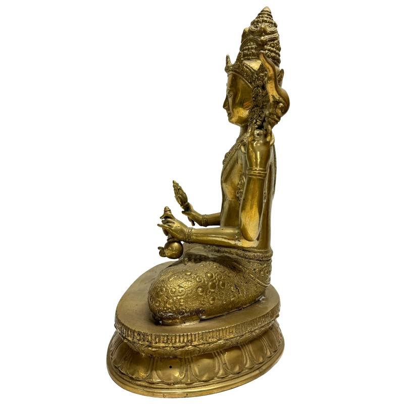 Bodhisattva à quatre bras en bronze doré – Népal, art Newar, XVIIIe–XIXe siècle-photo-4