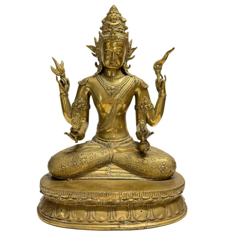 Bodhisattva à quatre bras en bronze doré – Népal, art Newar, XVIIIe–XIXe siècle-photo-4