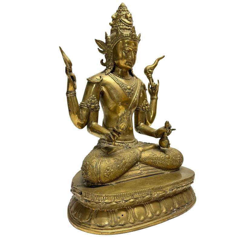 Bodhisattva à quatre bras en bronze doré – Népal, art Newar, XVIIIe–XIXe siècle