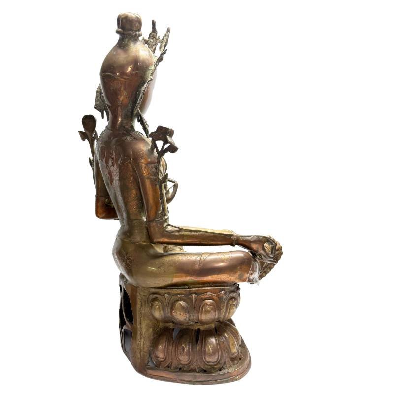 Tibetan Green Tara In Gilded Bronze – Vajrayana Tradition, 18th Century-photo-4