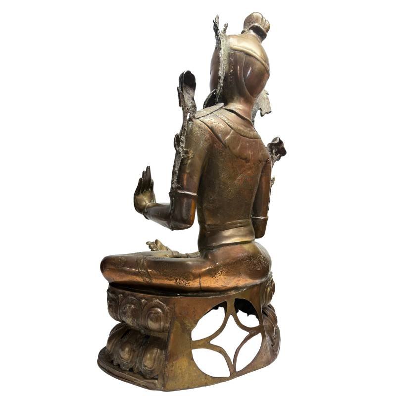 Tibetan Green Tara In Gilded Bronze – Vajrayana Tradition, 18th Century-photo-1