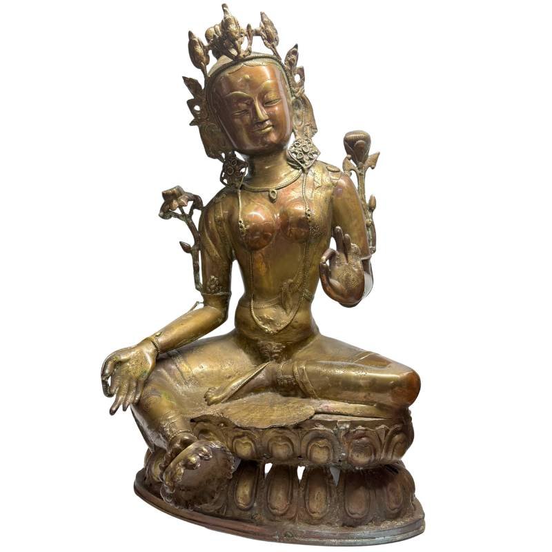 Tibetan Green Tara In Gilded Bronze – Vajrayana Tradition, 18th Century