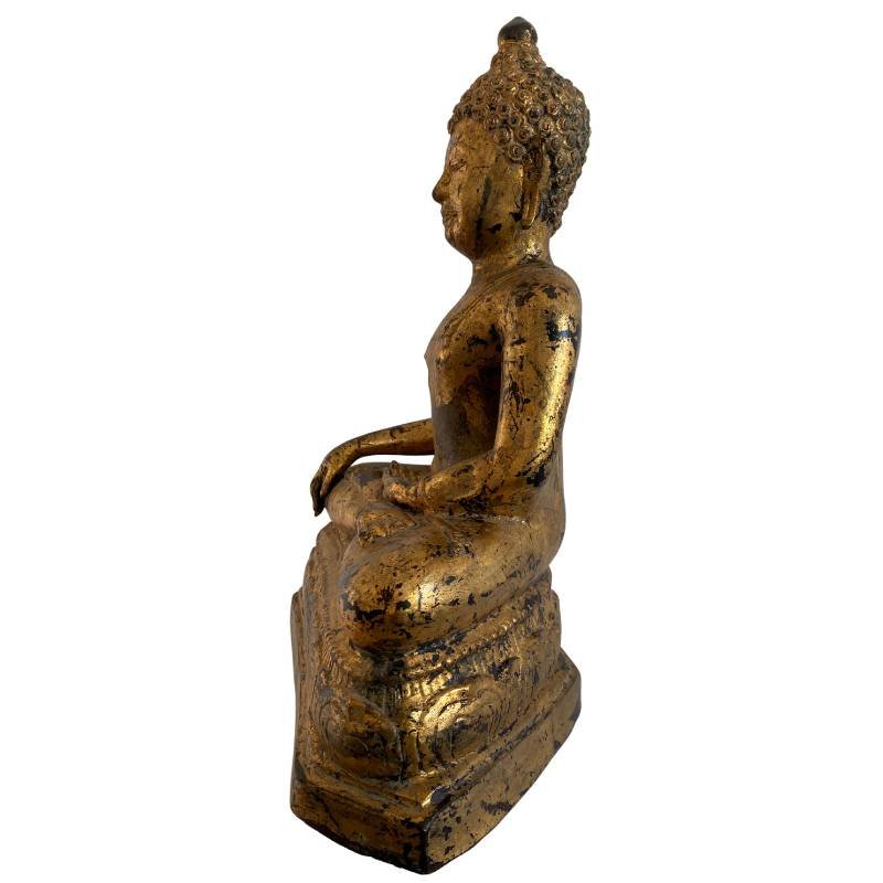 Bouddha birman en bronze doré – tradition de Mandalay, XIXe siècle-photo-1
