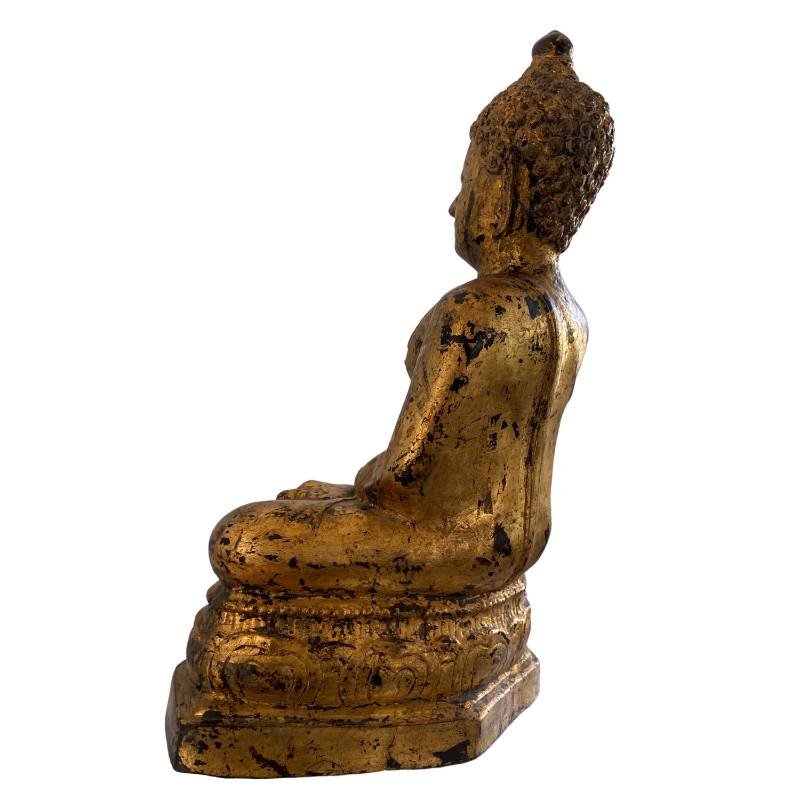Bouddha birman en bronze doré – tradition de Mandalay, XIXe siècle-photo-2