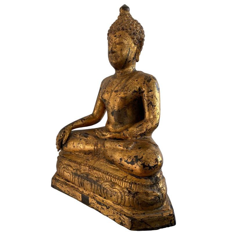 Bouddha birman en bronze doré – tradition de Mandalay, XIXe siècle-photo-3