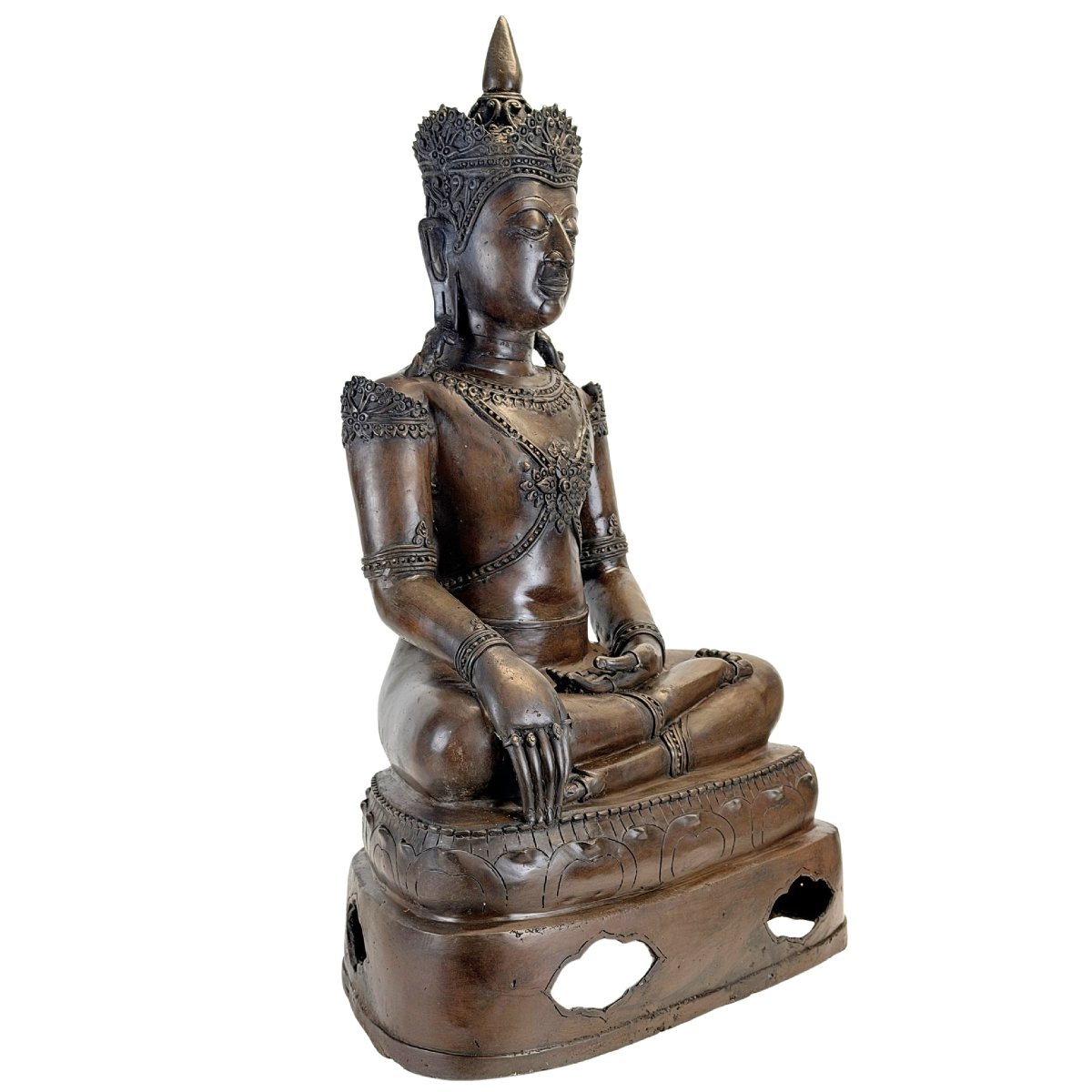 Crowned Thai Buddha In Bronze – Rattanakosin Tradition, 19th Century-photo-3