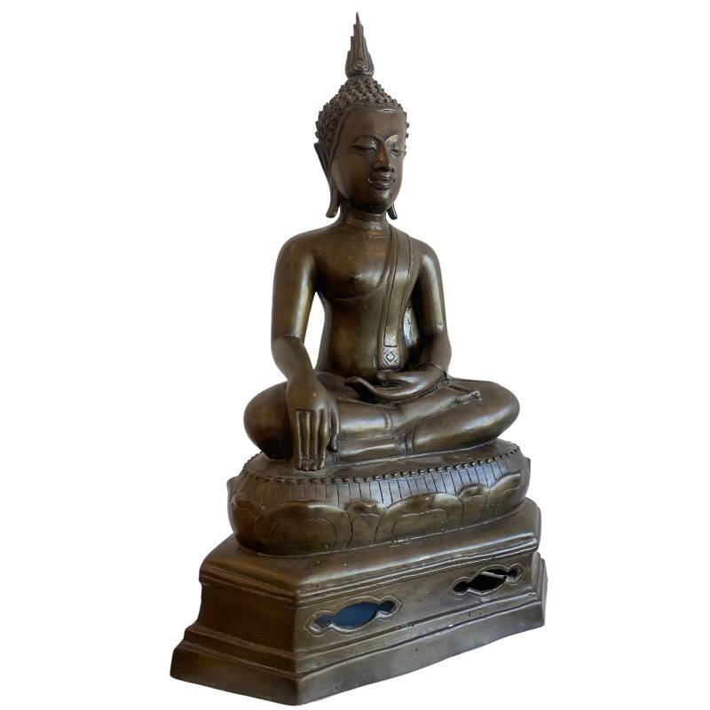 Bouddha thaï en bronze – tradition Sukhothaï, XVe siècle-photo-3