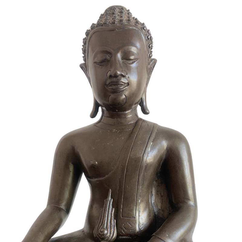 Bouddha thaï en bronze – tradition Sukhothaï, XVe siècle-photo-7