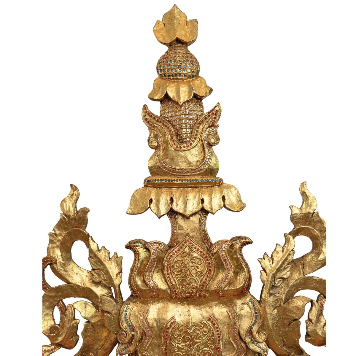 Ensemble de fronton de temple birman en teck – Mandalay, vers 1900-photo-3