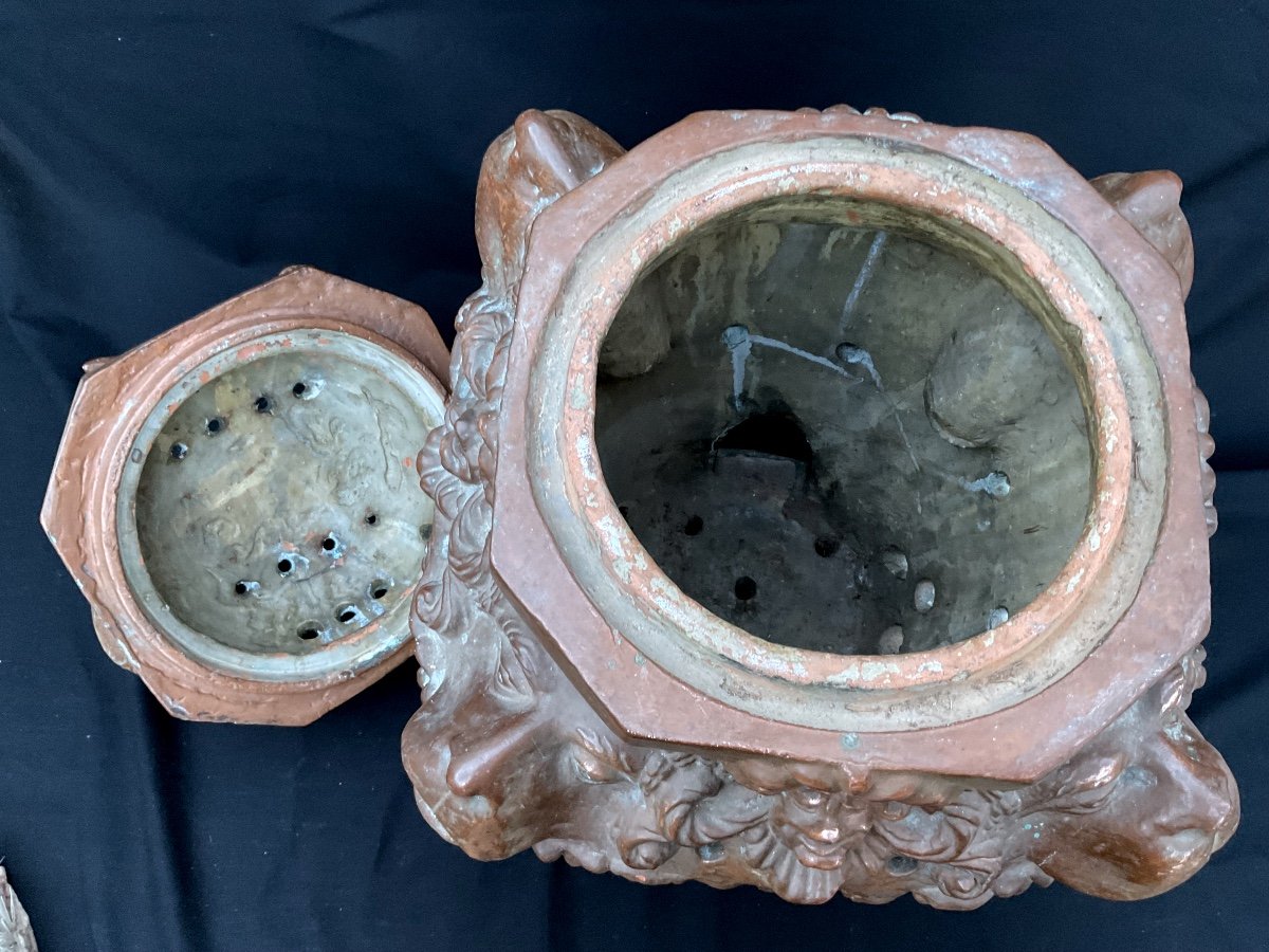 18th Century Copper And Terracotta Brazier -photo-1