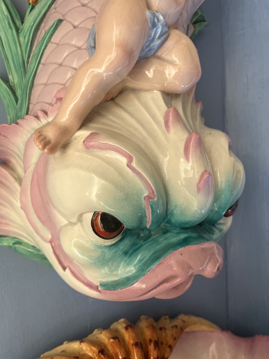 Faience Dolphin Fountain From The Bordeaux Manufactory -photo-2