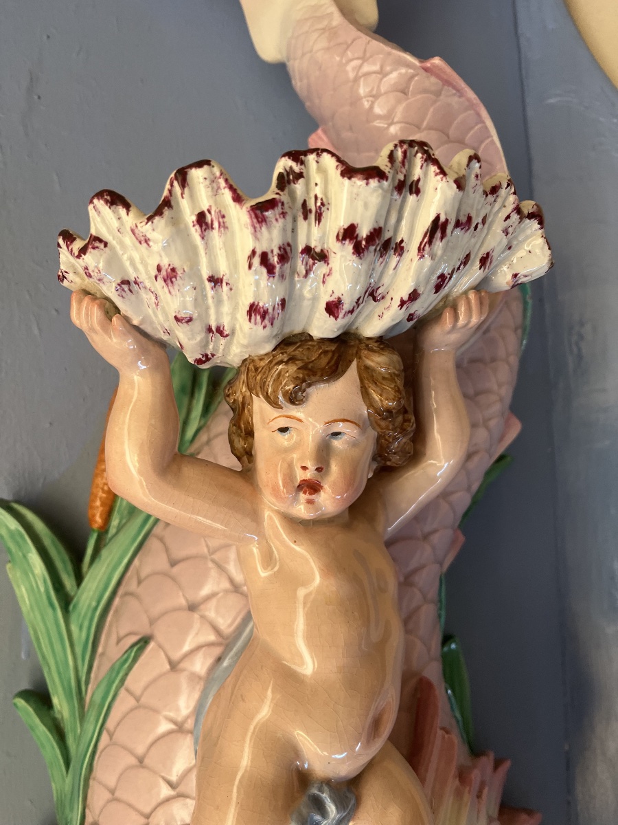 Faience Dolphin Fountain From The Bordeaux Manufactory -photo-3