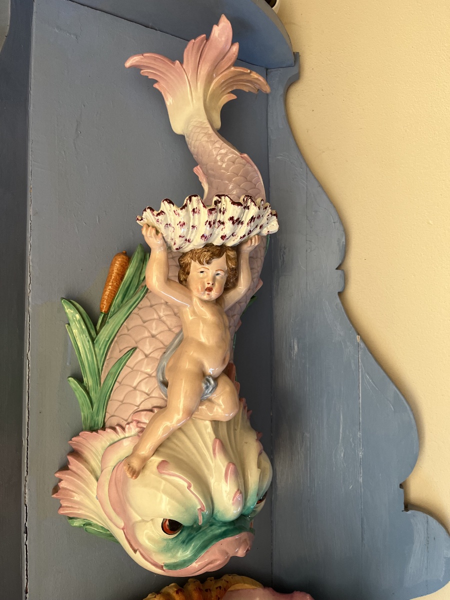 Faience Dolphin Fountain From The Bordeaux Manufactory 