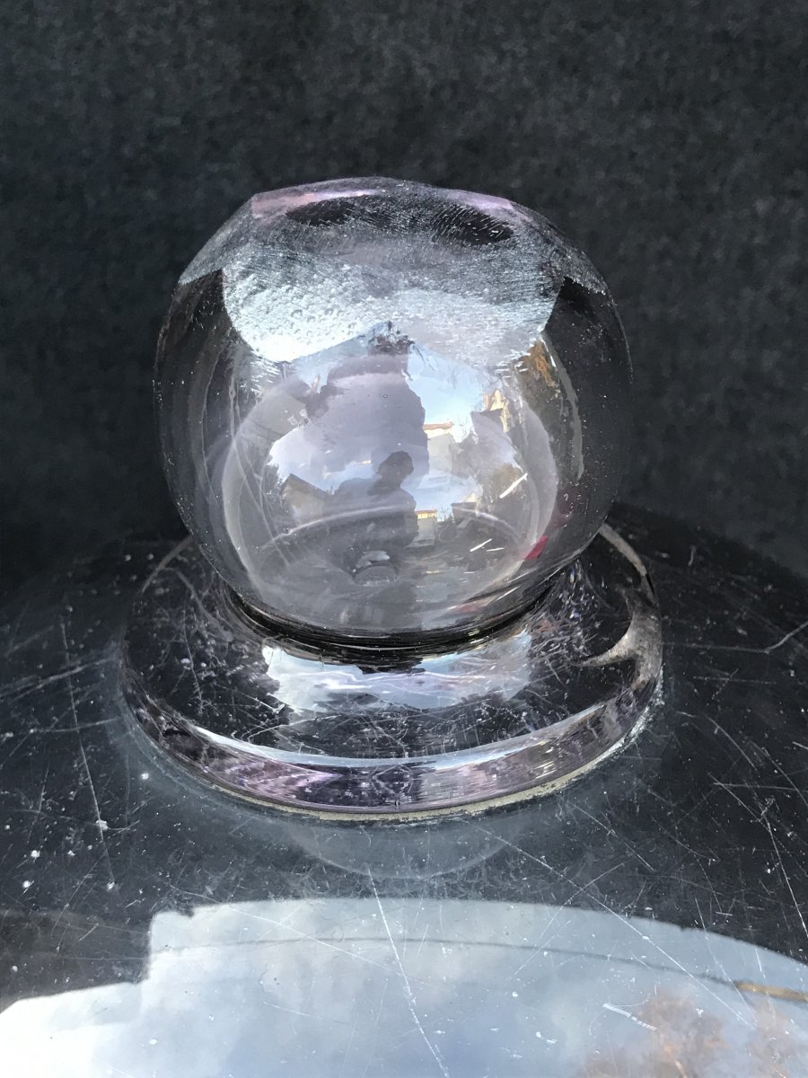 Cloche Verre Ou Cristal Soufflé violine Cabinet De Curiosité XIX-photo-3