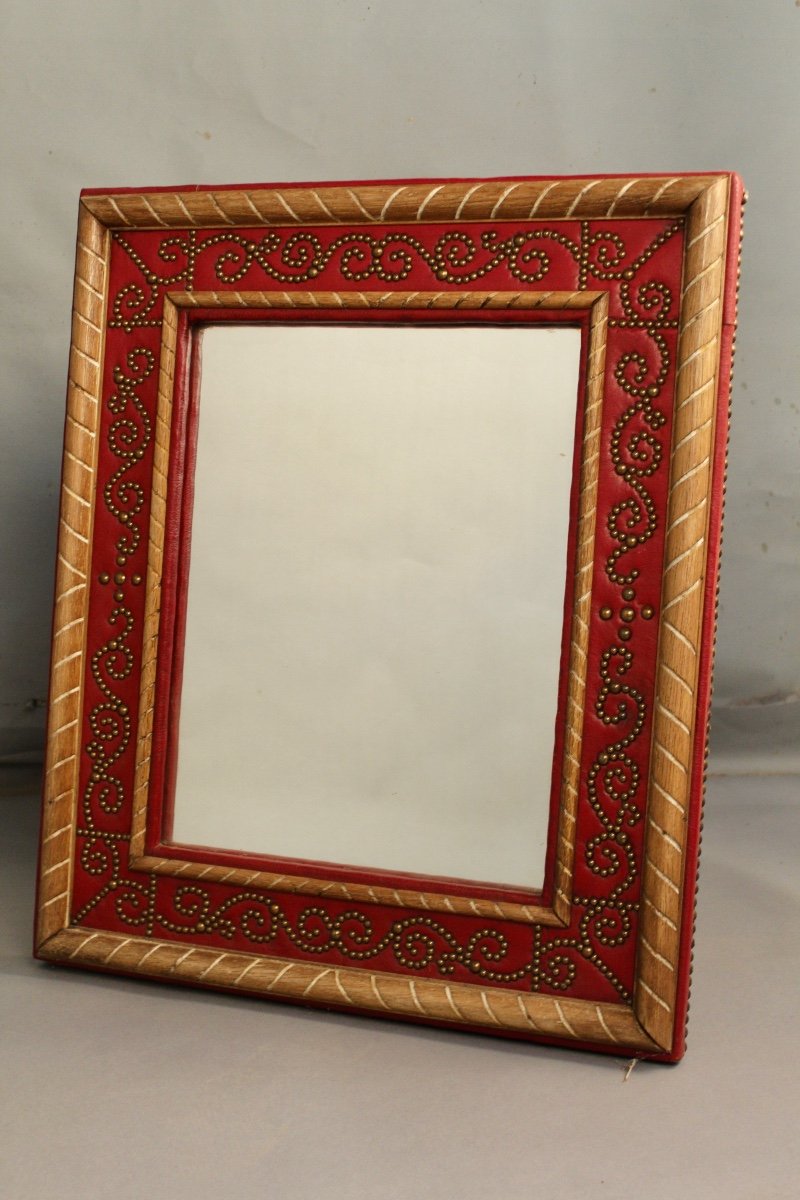 André Maillefert Red Leather Mirror