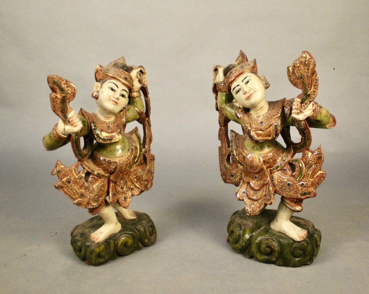 Pair Of Asian Dancing Statues-photo-4