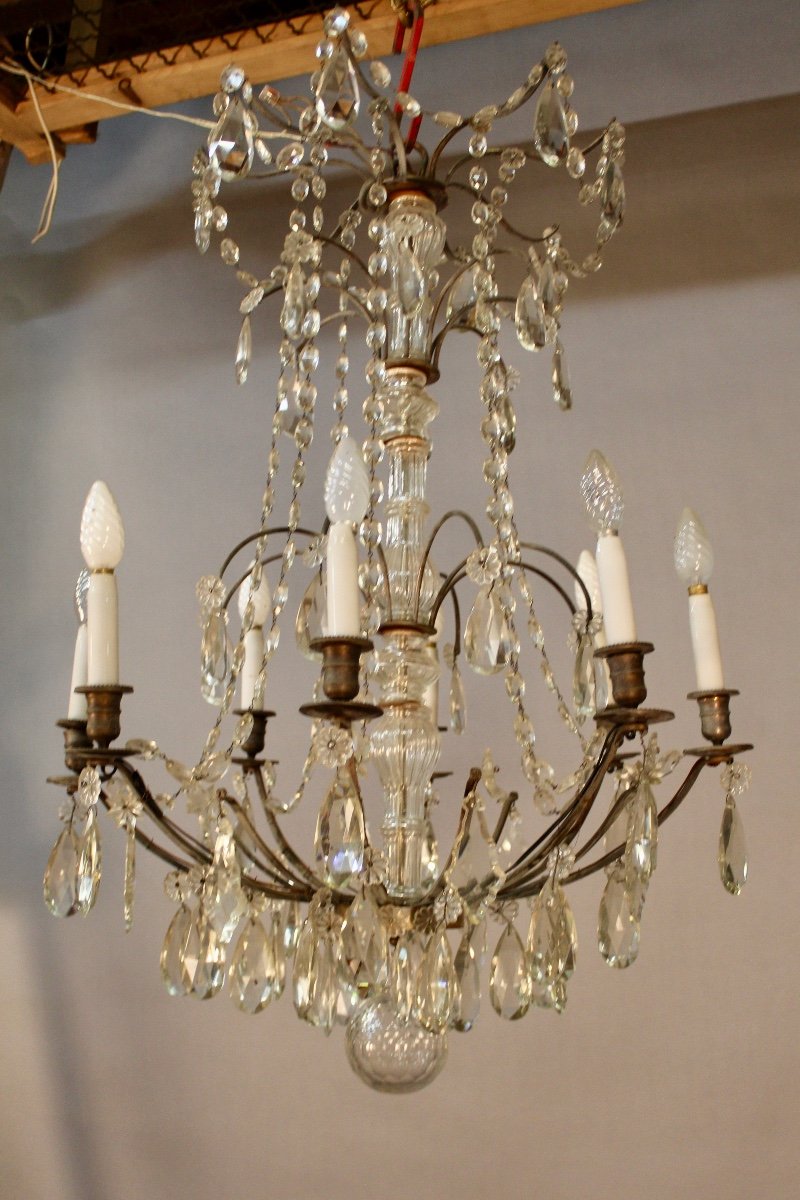 Chandelier With Pampilles With 8 Arms Of Light XIXth-photo-3