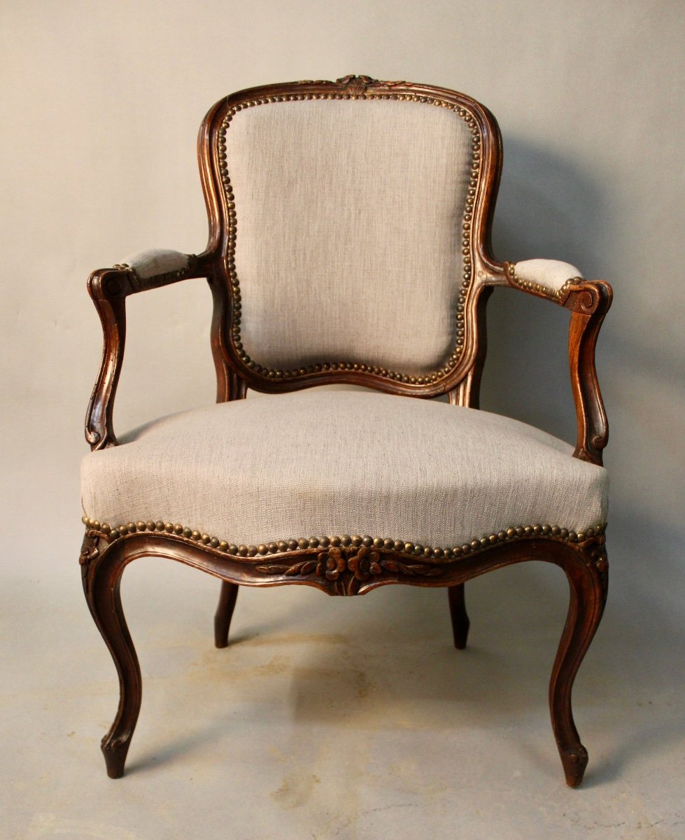 Suite Of 4 Cabriolet Armchairs Louis XV Period-photo-2
