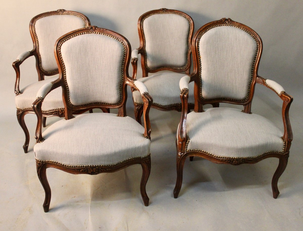 Suite Of 4 Cabriolet Armchairs Louis XV Period