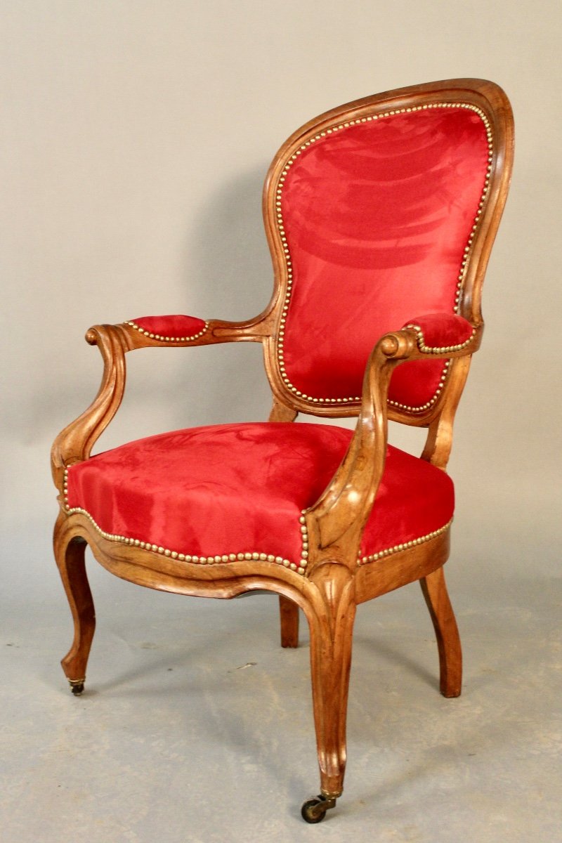 Louis Philippe Armchair In Walnut Nineteenth-photo-6