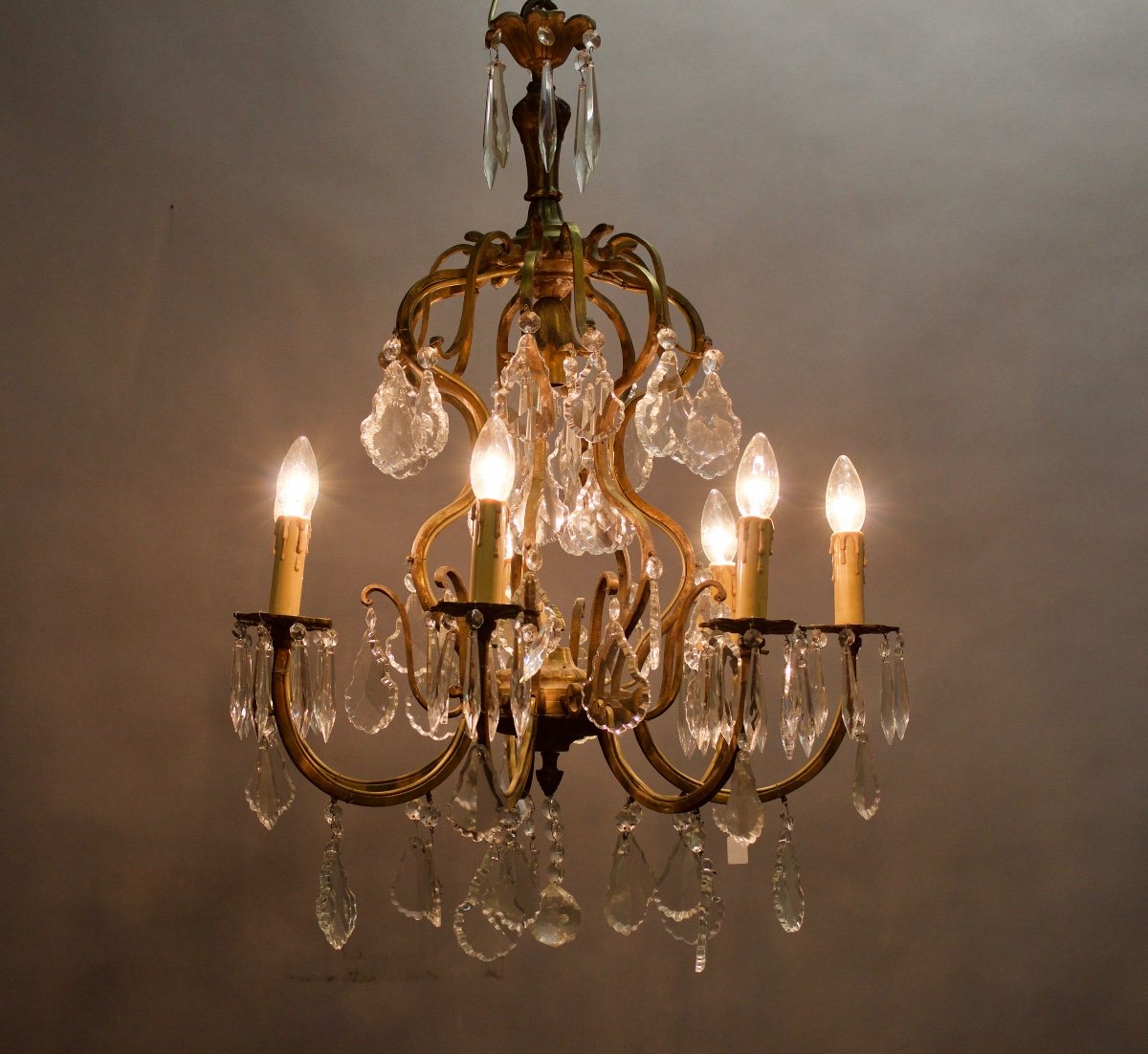 19th Century Crystal Chandelier With 7 Arms Of Light-photo-2